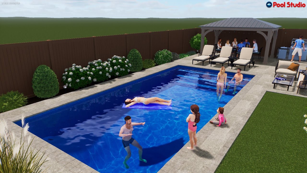 16 x 34 Rectangle Swimming Pool 3D Design by Rideau Pools Ottawa