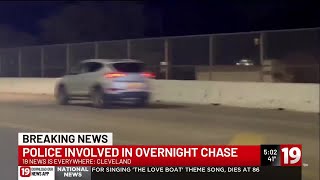 Parma Police chase car dragging spike strip