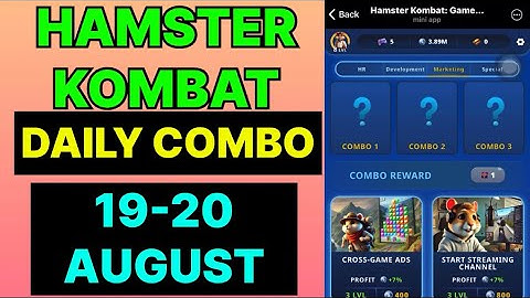 HAMSTER KOMBAT GAMEDEV DAILY COMBO | HAMSTER KOMBAT DAILY COMBO | 19-20 AUGUST HAMSTER DAILY COMBO