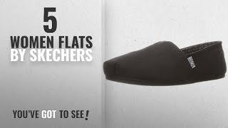 Top 5 Skechers Women Flats [2018]: Skechers Bobs from Women's Plush - Peace and Love Flat, Black, Profile