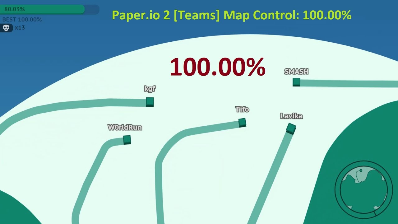 Paper.io 2 TEAMS Map Control: 100.00% 