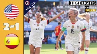 [ Round Of 16 ] USA vs Spain 2-1 All Goals & Highlights | 2019 WWC