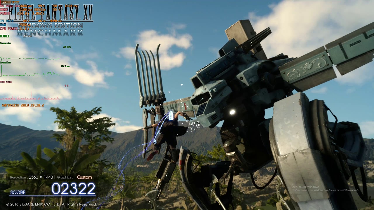 FF15 benchmark - All Max - 1440p - HBCC on