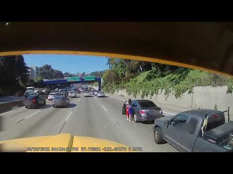 Driver Gets Upset Over Collision During Merging on Busy Highway - 1239529