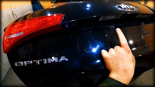 Как заменить лампочку подсветки номера Kia Optima 2010-2015 г.в.