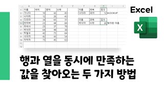 [Excel] 행과 열을 동시에 만족하는 값을 찾아오는 두 가지 방법