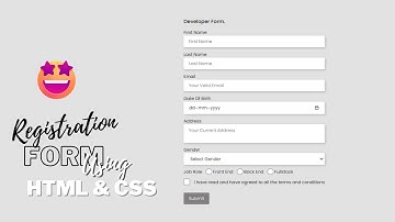 Registration Form Using HTML CSS | HTML Form  #ui #css #design #html