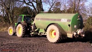 Carting Muck with Green and Red Tankers.  - and Green Tractors!