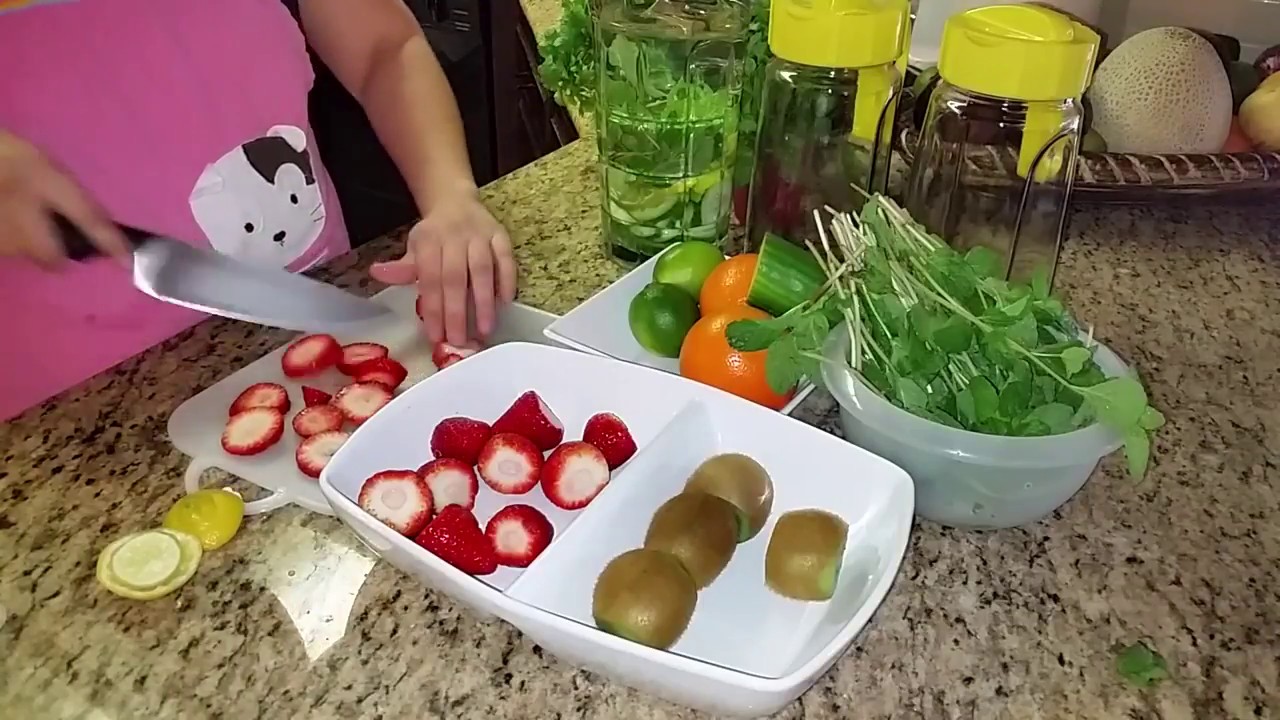 Сделай сам - Как приготовить воду с добавками: клубника, апельсин, лайм, лимон, мята, киви, огурец.