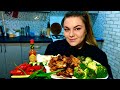 Мукбанг! КРЫЛЫШКИ! Куриные крылья, брокколи, овощи, табаско, соус.