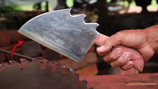 Knife Making - Forging A Sharp Cleaver Out of Old Saw Blade