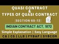 Quasi contract  section 6872  indian contract act  examples  hindi explanation