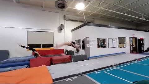 Me doing my front handspring front lay front lay !!!!  NEW SKILL ALERT 😀