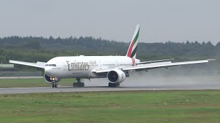 Emirates B777-300ER [A6-EGQ] wet landing in Hamburg!