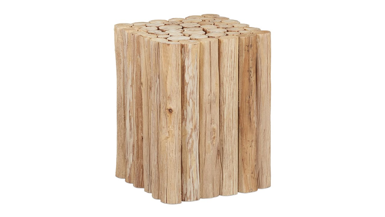 Relaxdays Marche-pied en bois de noyer, escabeau, repose-pied, support pot  de fleur, HxLxP : 47x38x38 cm, noyer, nature