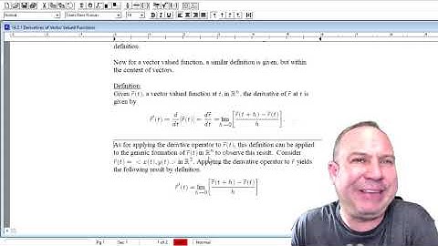 Derivatives of Vector Valued Functions