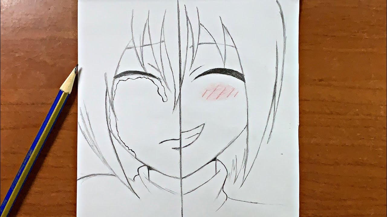 رسم تعبيري سهل | تعلم رسم وجه بنت بتعابير وجه مختلفة