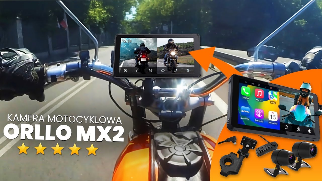 🏍📹📲ORLLO MX-2 Kamera Motocyklowa Przód Tył Radio CarPlay Android Auto❗️ Najlepszy dla motocyklistów