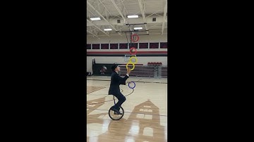Robert LeBoeuf - Five Ring Juggling on a Unicycle World Record (56 catches), 10/11/2022.