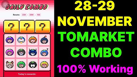 Tomarket Daily Combo 28 & 29 November | Tomarket Daily Combo Today | New Update To Market |