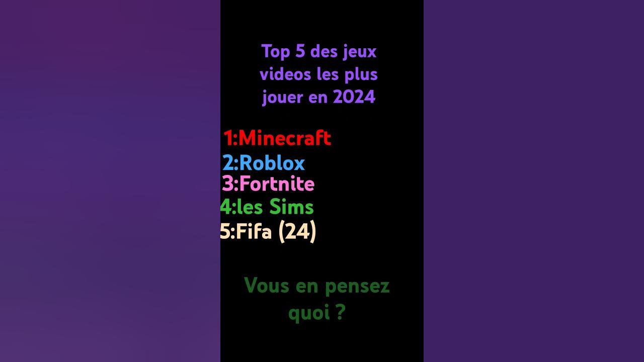 top 5 des jeux les plus jouer en 2024 YouTube
