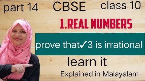 Example 5/prove that ✓3 is irrational Chapter 1 Real numbers CBSE class 10 in Malayalam