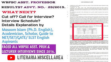 What Next? WBPSC Advt. No 29/2019 Asst. Professor Results l FAQs about Cut Off l Interview Schedule