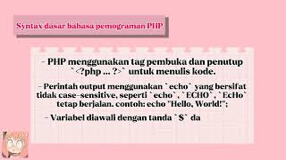 Sintaks Dasar Bahasa Pemograman PHP Untuk Pemula