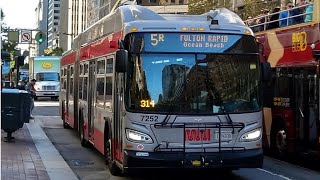 MUNI San Francisco Trolleybus Ride Route 5R Fulton Rapid