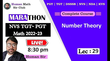 Number Theory  | Lec 29   | NVS TGT PGT Maths Prepration By Human Sir | NVS TGT PGT math