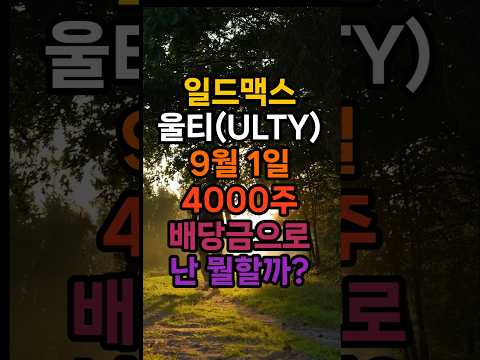9월 1일 울티 배당금 0.09불, 추가로 울티 4천주 배당금과 배당재투자