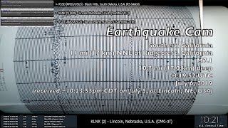 Analog-drum seismograph recording of the ridgecrest, california m7.1
earthquake that occurred on july 6, 2019; at 03:19:52 utc, using a
guralp cmg-3t broadba...