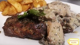 Lamb sizzler steak with mushroom sauce ...