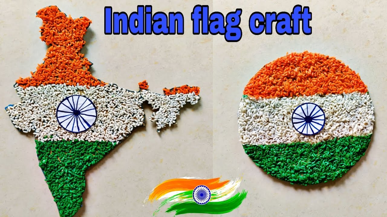 Independenceday craft  how to decorate india map in rice | indian flag making with rice paper craft😱