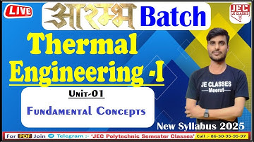 🔥 01 Thermal Engineering - I  Mechanical Engineering 3rd Semester New Syllabus Class Unit-01 | JEC