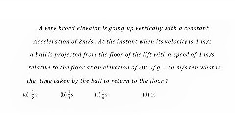 A very broad elevator is going up vertically with a constant acceleration of 2 m/s^2. At the instant