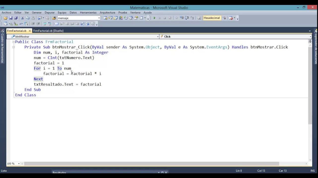 Factorial en visual basic 2010 y 2012 - YouTube