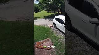Amazon driver runs over package after delivering it!