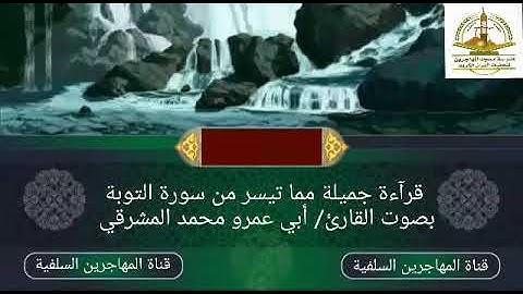 قرآءة جميلة مما تيسر من سورة التوبة بصوت القارئ/ أبي عمرو محمد المشرقي.