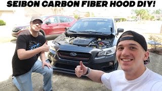 2015 Subaru WRX Seibon CW Carbon Fiber Hood DIY Install!