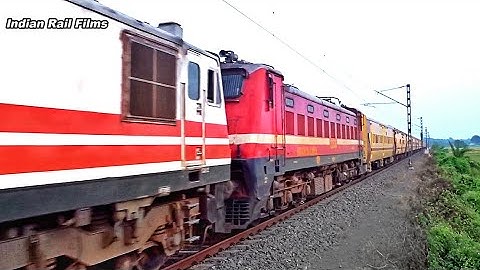 Double Locomotive Fastest WAP-5 + Red Beast WAP-4 Led Malda Intercity Express Skip Furiously | IR