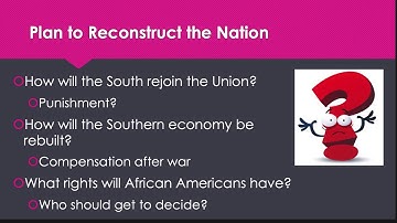 Lecture 4 Video 2: Reconstruction Era
