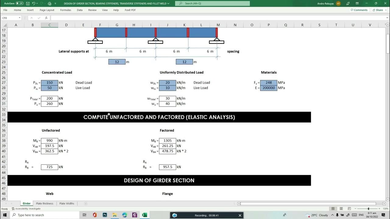 DESIGN OF GIRDER SECTION, BEARING STIFFENERS, TRANSVERSE STIFFENERS