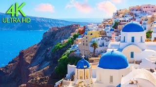 Beautiful Greece 4K with Relaxing Music- Amazing Seaside Views and Charming Cities