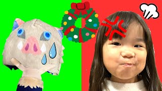 【寸劇】伊之助にクリスマスの飾りかくされた！ねずこと一緒に探して飾り付けを完成させよう！　鬼滅の刃　４歳　ママコラボ#151