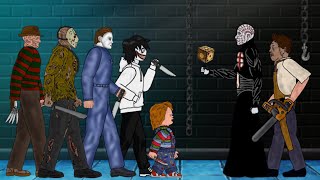 Pinhead vs Leatherface vs Jason Voorhees, Jeff The Killer, Freddy Krueger, Michael Myers, Chucky