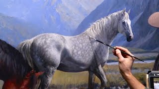 RIVER HORSES - How I create an HUGE OIL PAINTING -  Original Design, Sketching and PS Digital!