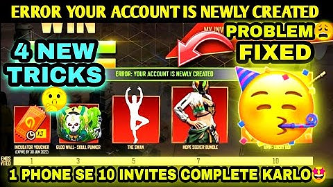 ERROR YOUR ACCOUNT IS NEWLY CREATED PROBLEM FIX🥳|1 MOBILE SE 10 PLAYERS KO INVITE  KAISE KARE|JANLO🤩