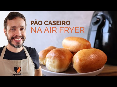 PÃO NA AIR FRYER - Bisnaga de leite assada em 12 minutos na fritadeira sem óleo