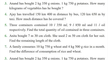 EXERCISE 6.4(QUESTIONS 3 TO 7) PSEB 5TH MATHS CHAPTER 6 MEASUREMENT PUNJAB SCHOOL EDUCATION BOARD